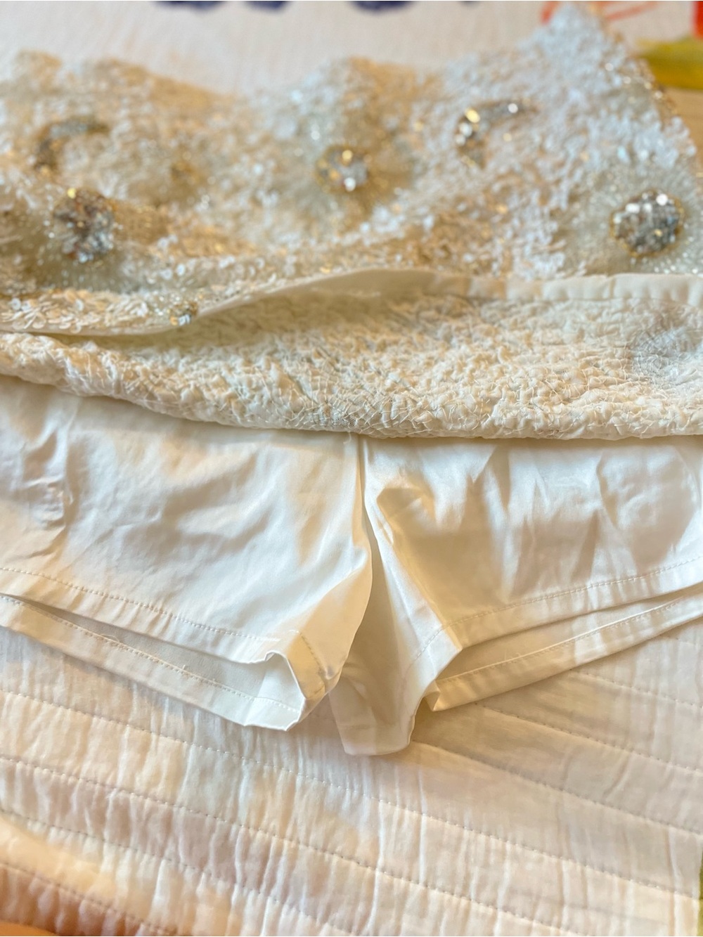 Show Me Your MuMu White Sequin Mini Skirt with Silver Embellishments - Picture 6 of 10
